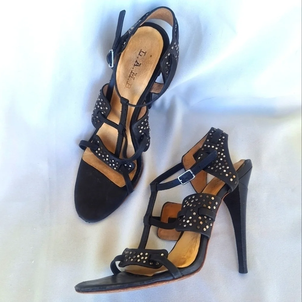 LAMB Heels by Gwen Stefani Sexy Strappy Black High Heel Sandals Size 7